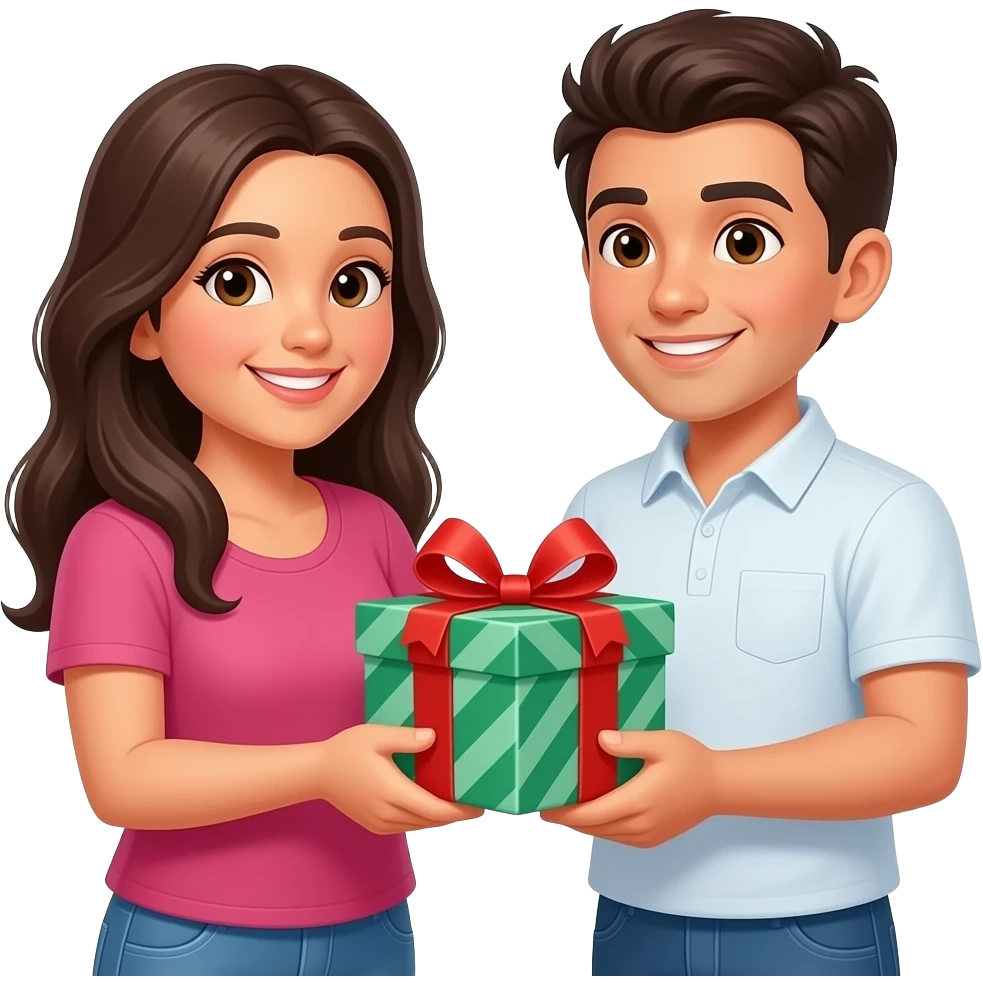 latin young mom and brother gift emoji