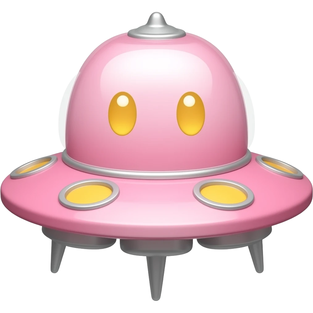 Cute pink with yellow eyes spaceship emoji