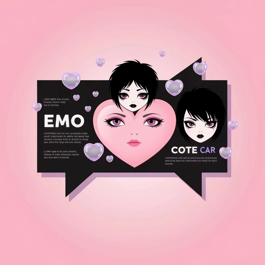 emo banner, with a heart accent, cute, expressive emoji