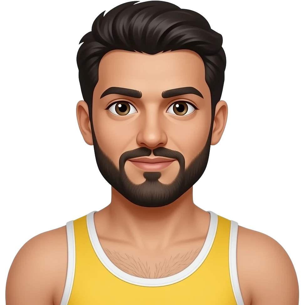 Arab man in yellow jock strap wearing white knee high gym socksyellow stripe emoji