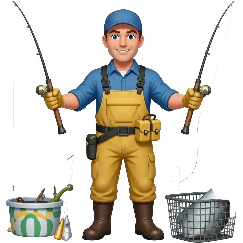 pro fishermen with all the gear emoji