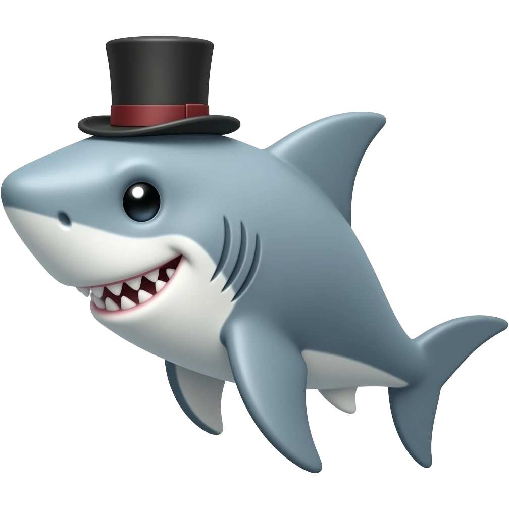 Shark with a top hat emoji