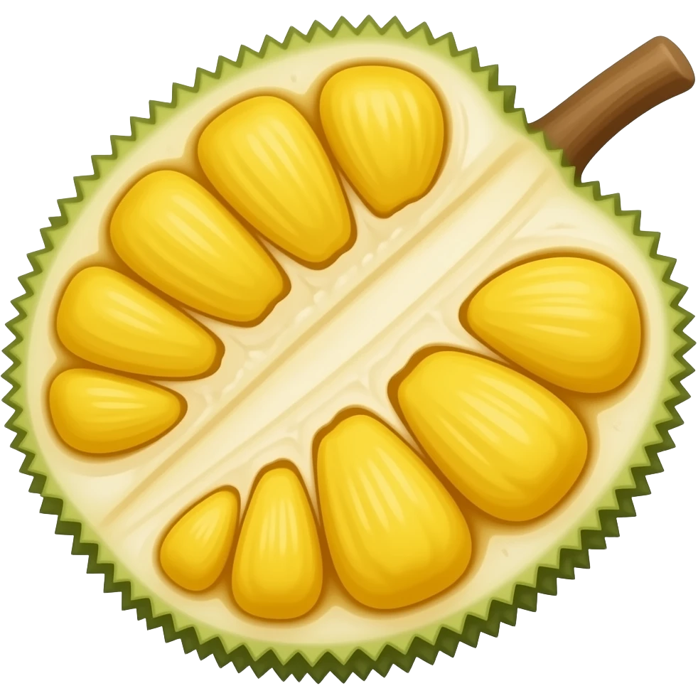 Jackfruit half opened and put details on the yellow flush inside emoji