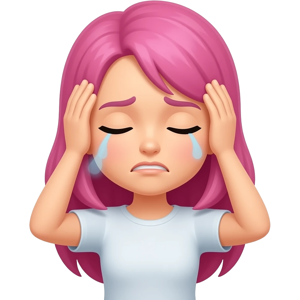 Headache woman with pink hair emoji