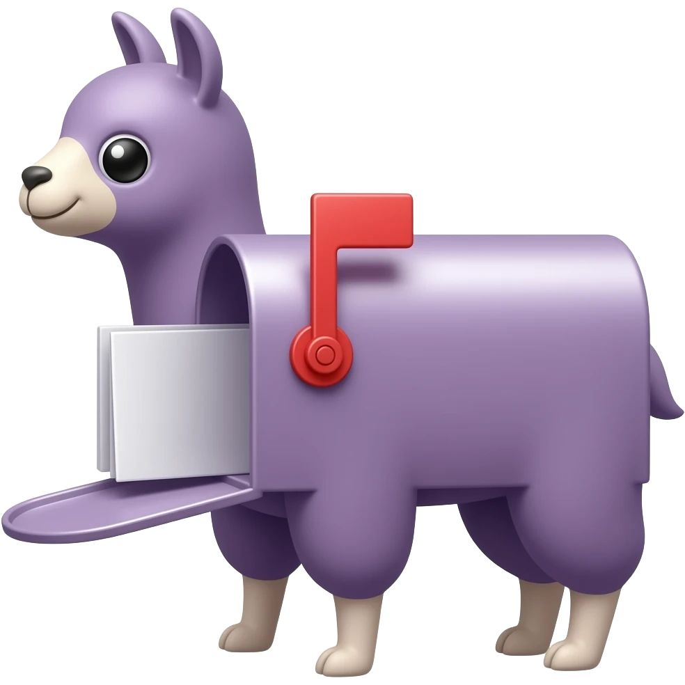 Purple llama in a mailbox emoji