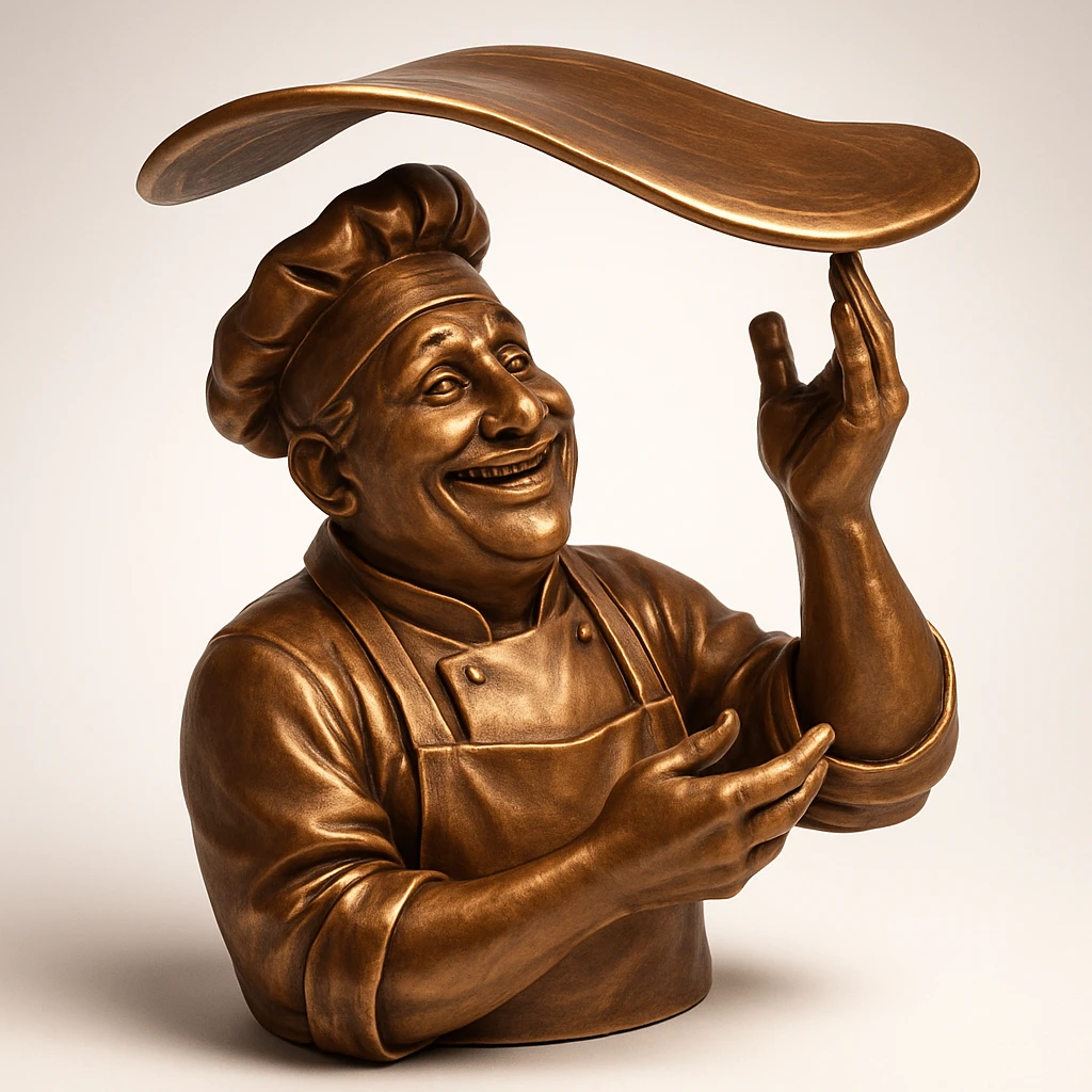 smiling Italian chef spinning pizza dough emoji