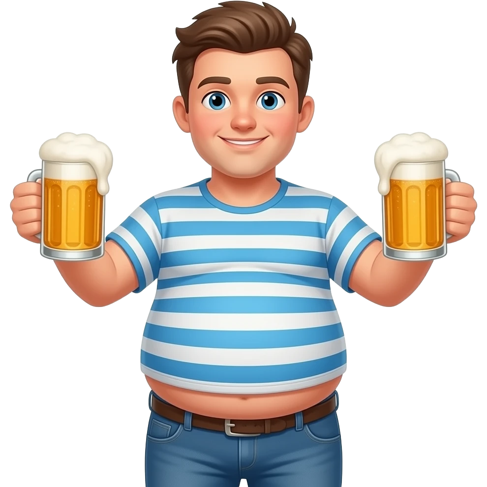 Zrób chłopak 13 latek z piwny brzuchem🫄🏼 kształt jak piłka twarty brzuch i bardzo ogromny brzuch i trzyma oba piwa 🍻 emoji
