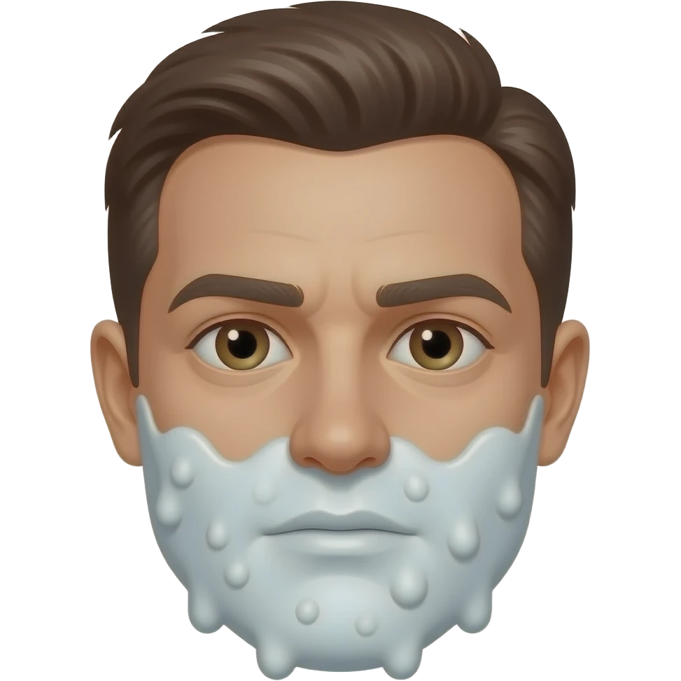 Face with white stuff all over moith emoji