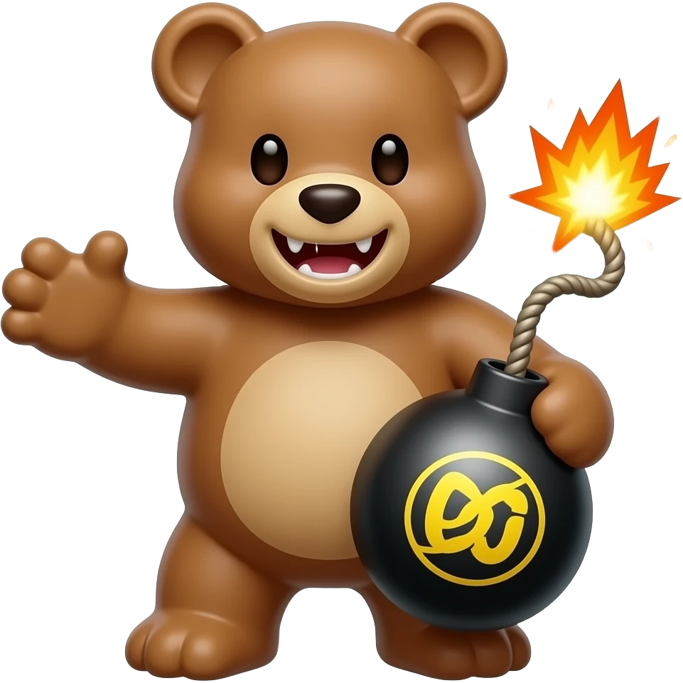 gangbang  evil gummy bear holding bomb emoji