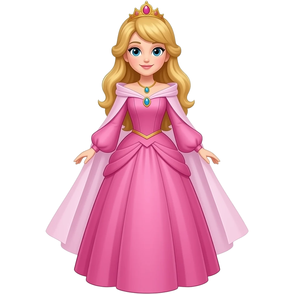 Pembe Ve Kabarık elbiseli taçlı  asıl prenses tüm vücut emoji
