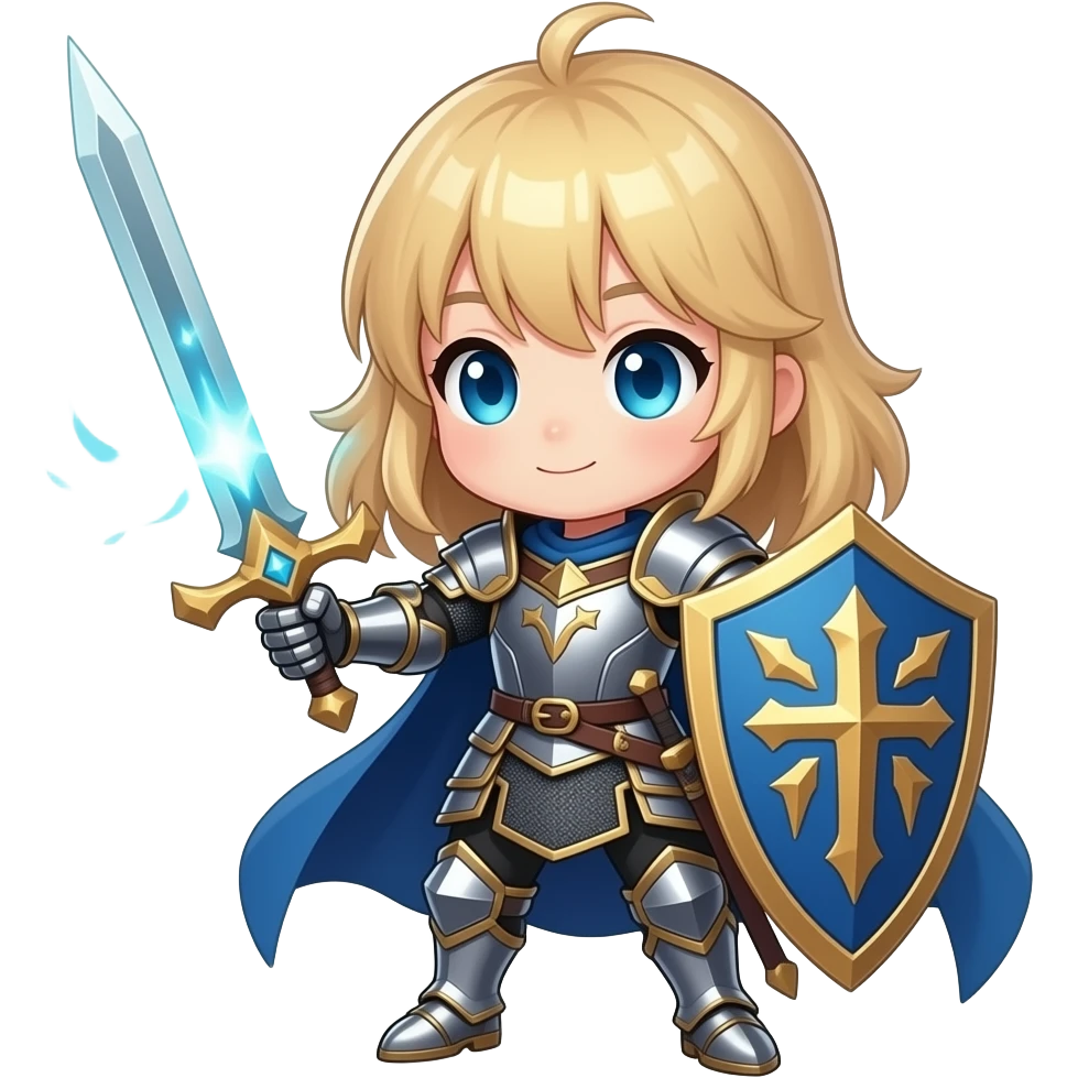 hero girl fantasy magic knight style anime chibi emoji