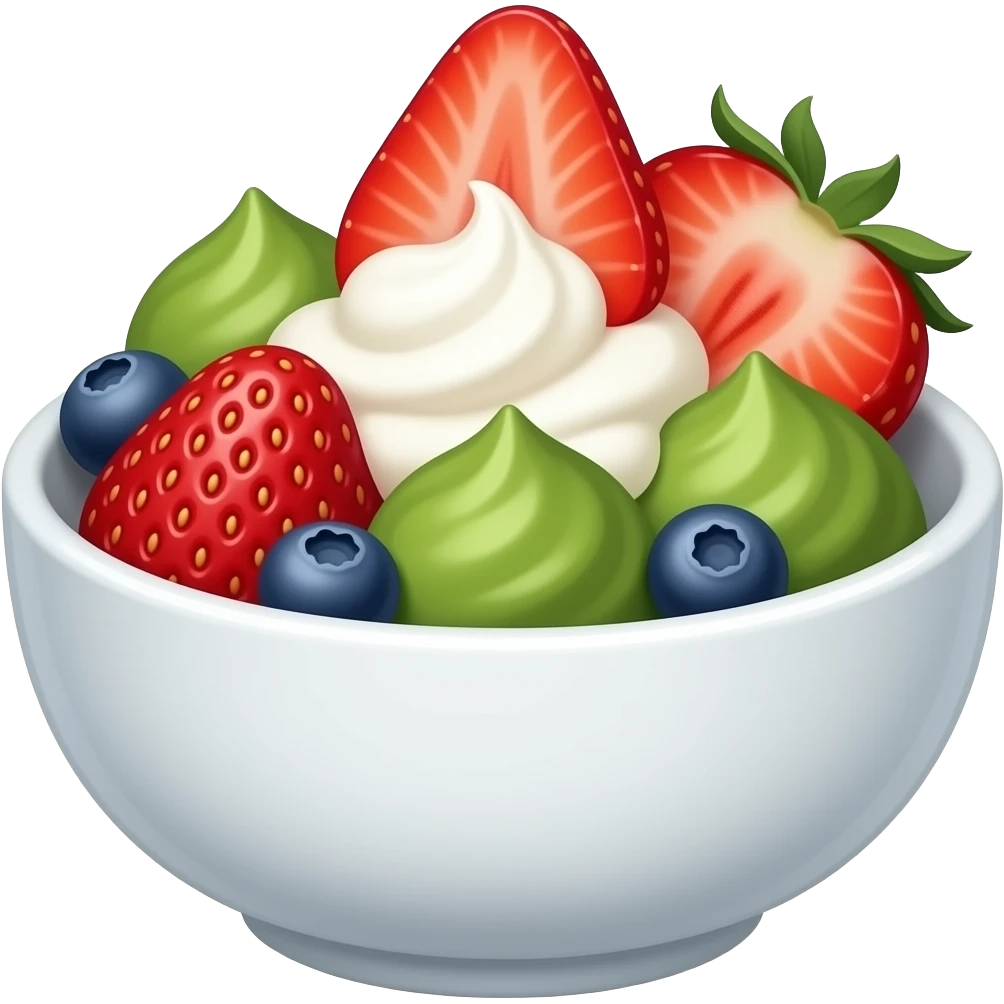 dessert made by strawberries, matcha, blueberries and cream emoji