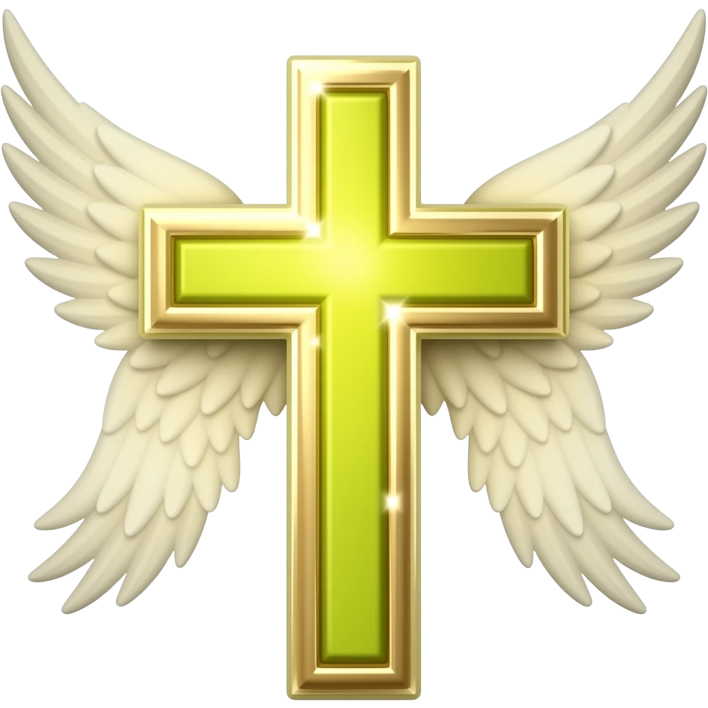 cruz sagrada cor amarelo CHARTREUSE #DFFFOO com brilho com asas emoji