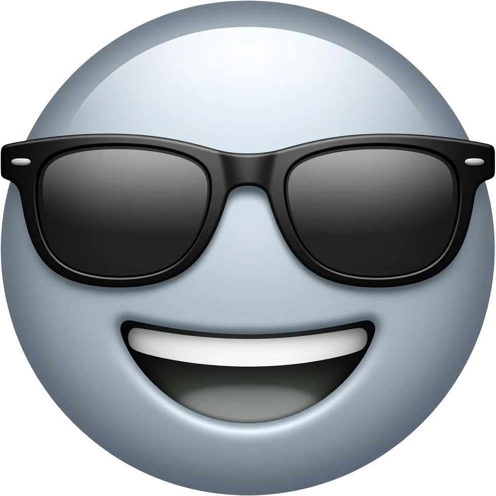 A gray smiling emoji with a Sunglasses emoji