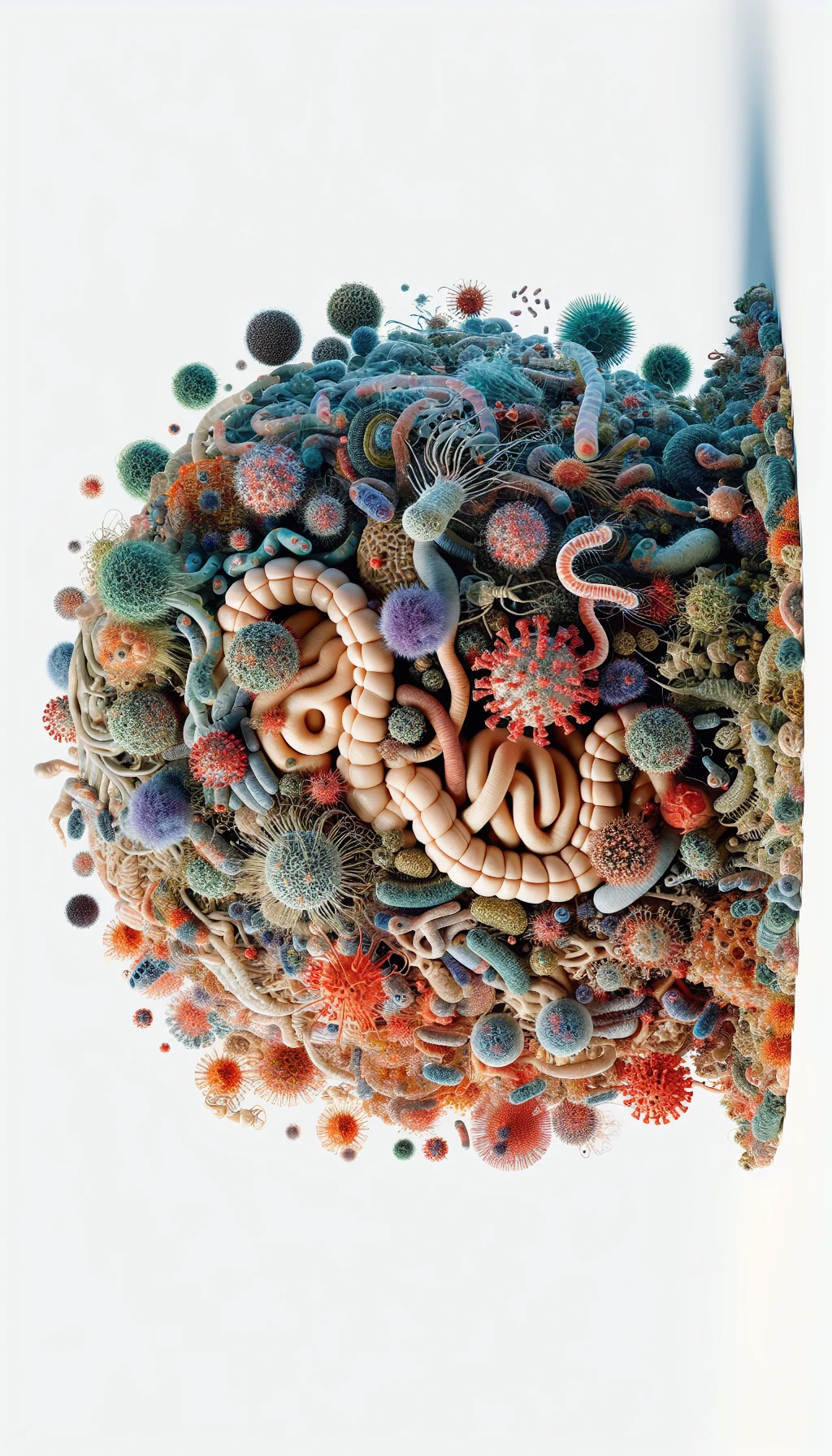 corpo umano anatomico di profilo con virus e parassiti che cercano di attaccarlo , isolato su sfondo bianco, iperrealistico 4k emoji