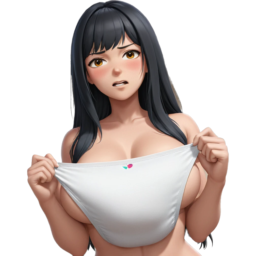 blushing girl holding her panties emoji