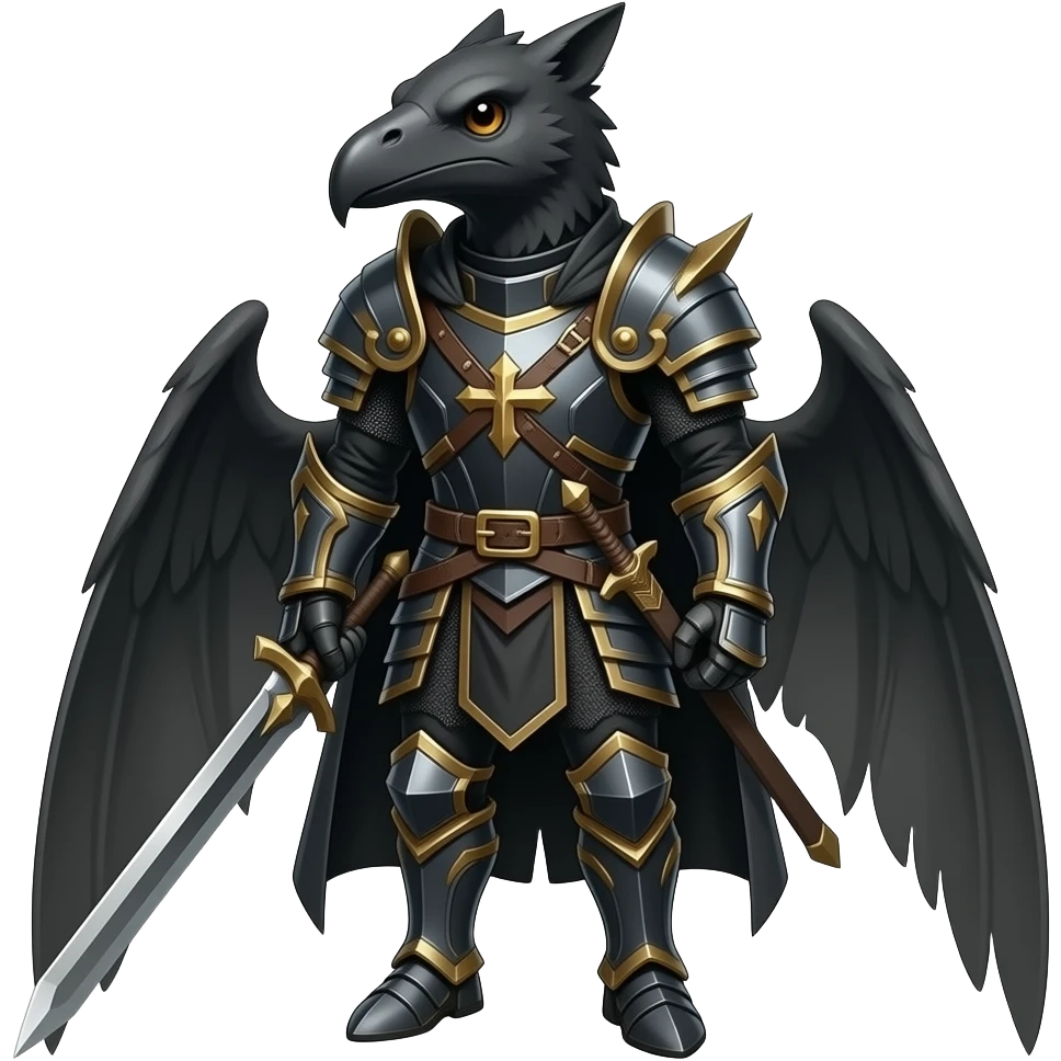 black raptor knight hybrid full body emoji