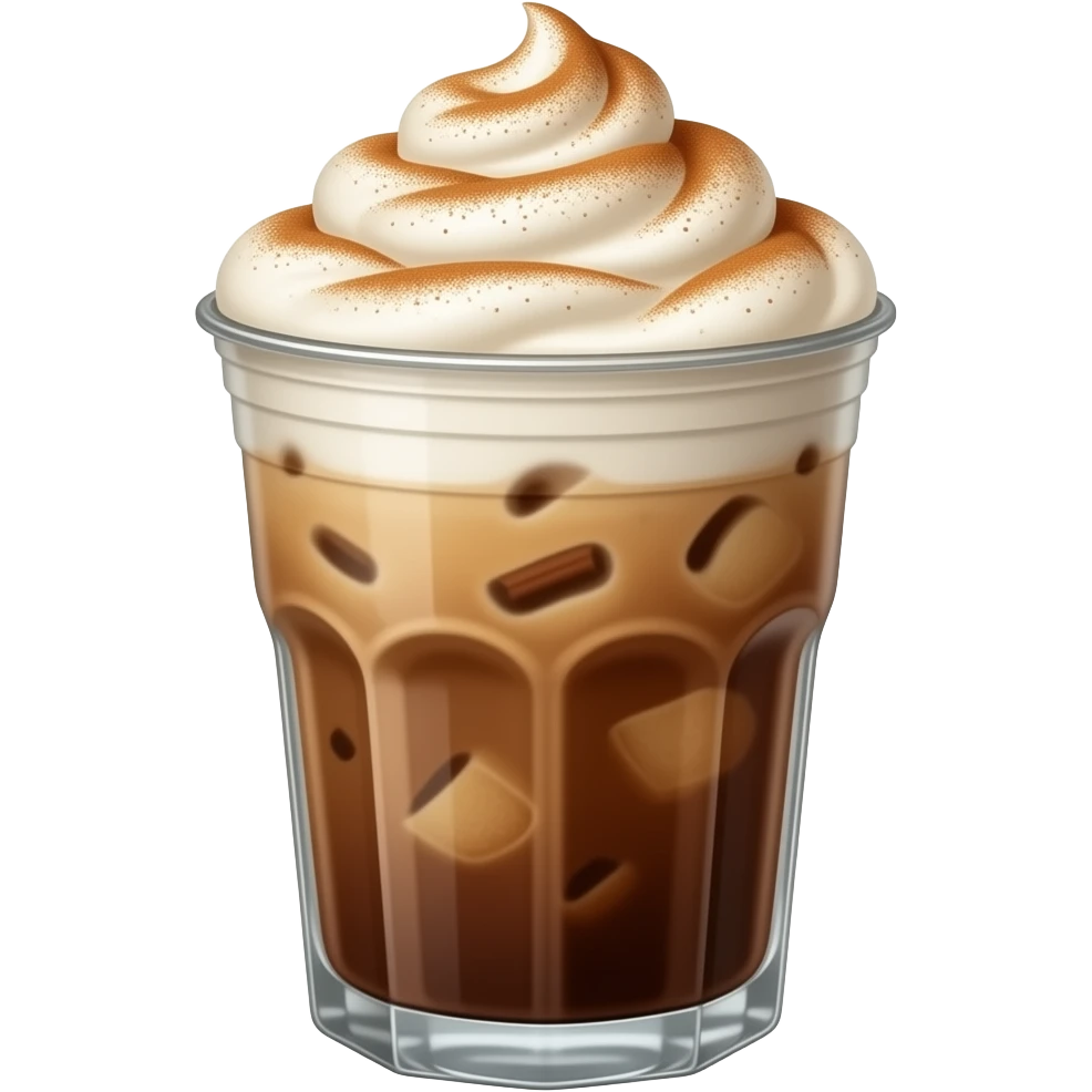Brown sugar Iced coffee with brown sugar cold foam and cinnamon powder emoji