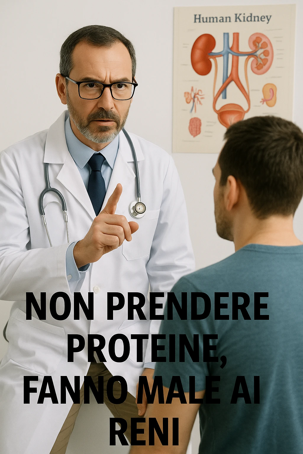dottore che dice al paziente di non prendere proteine perchè fanno male ai reni in italiano emoji