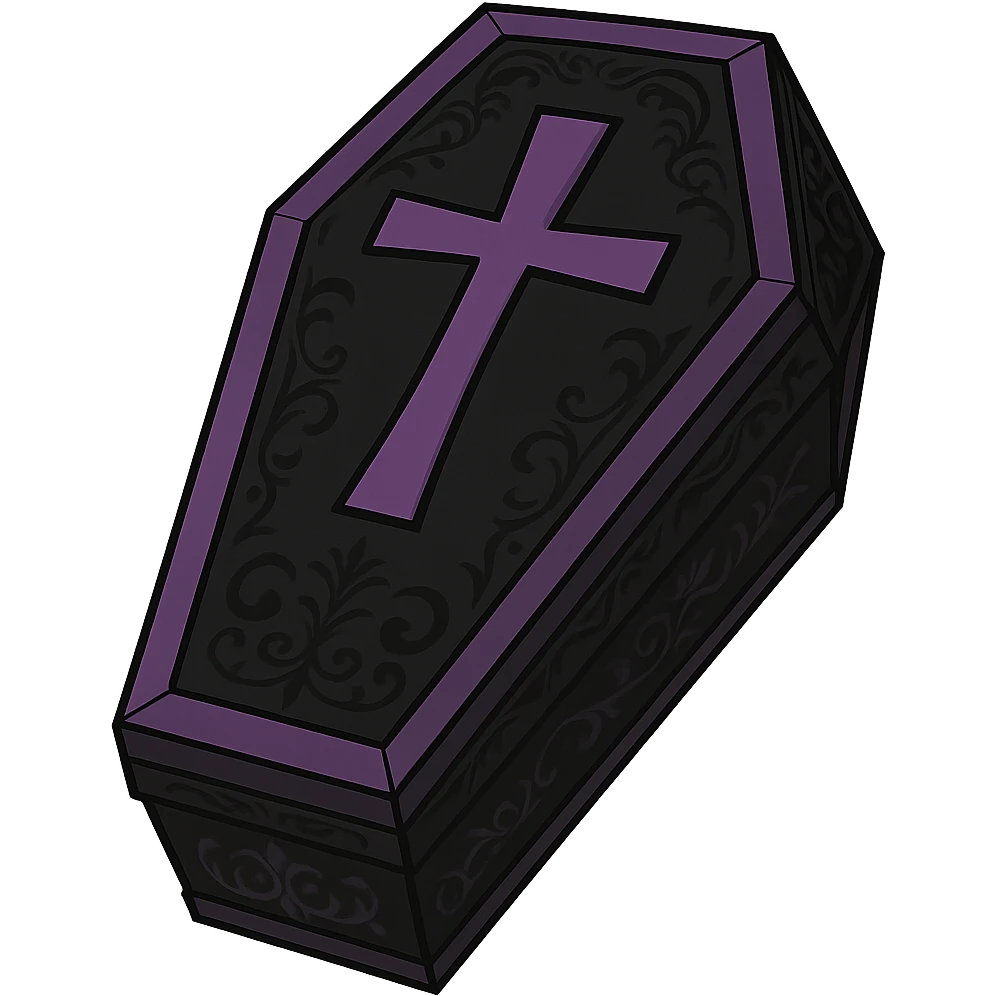 emo style black and purple coffin emoji