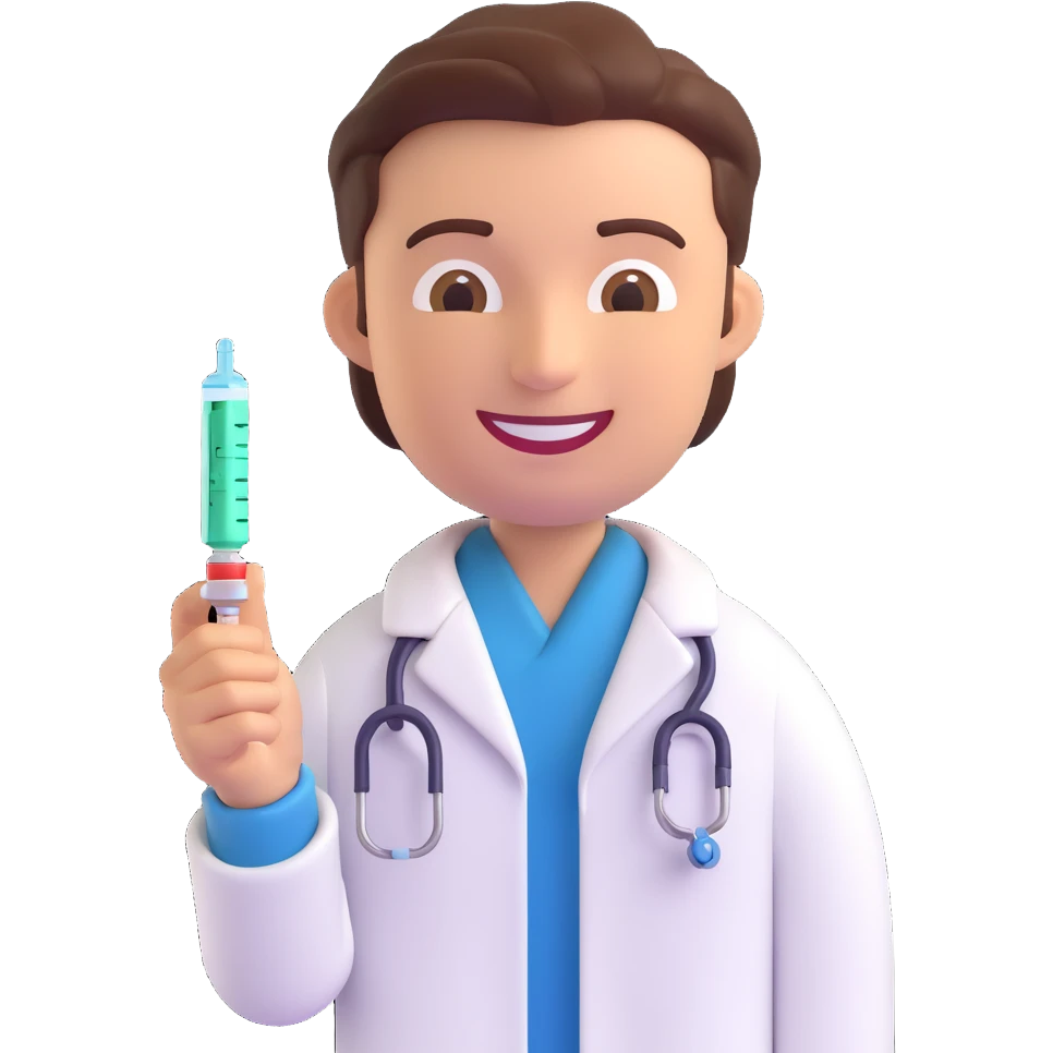happy doctor with syringe, 3D emoji style emoji