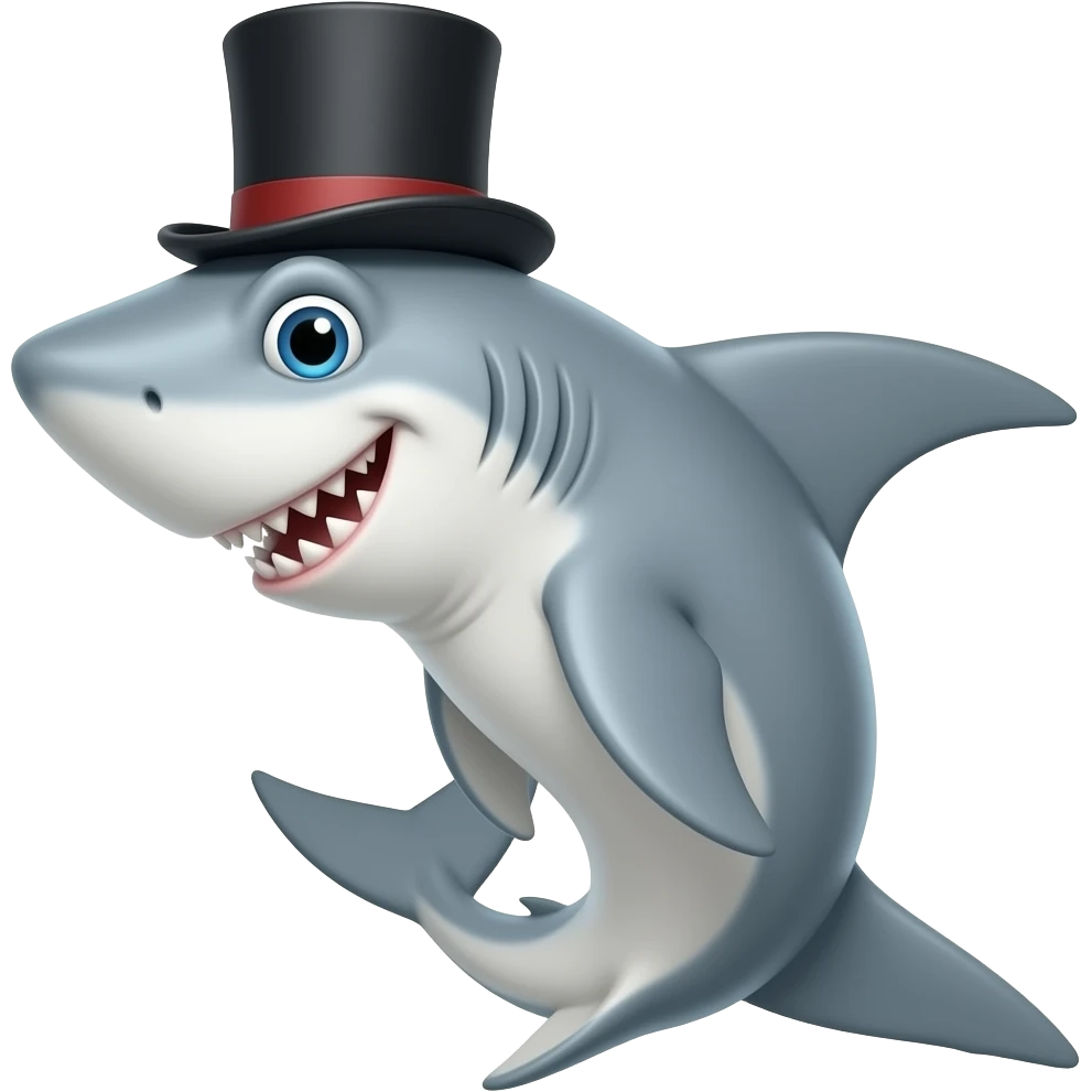 Shark with a top hat emoji