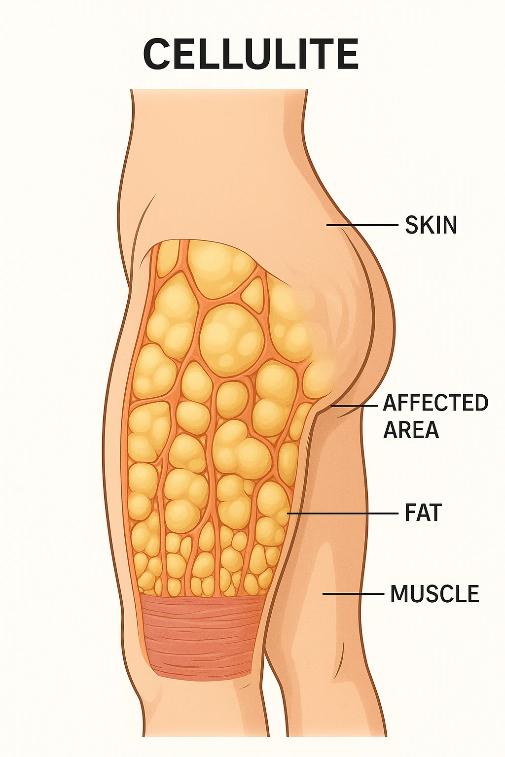 Donna vista anatomicamente con cellulite emoji