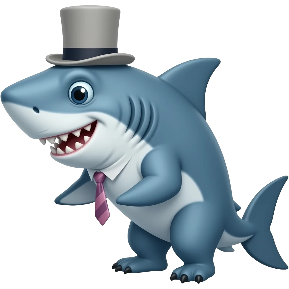 Shark with a top hat emoji