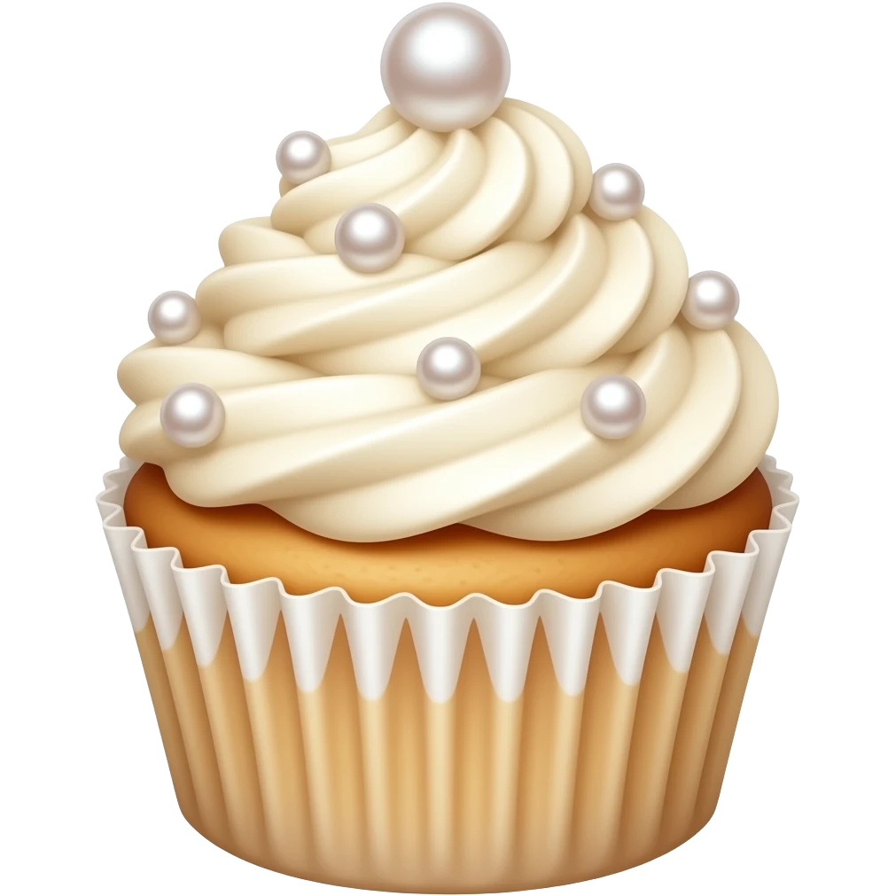 pearl cupcake with little pearls up on cream emoji
