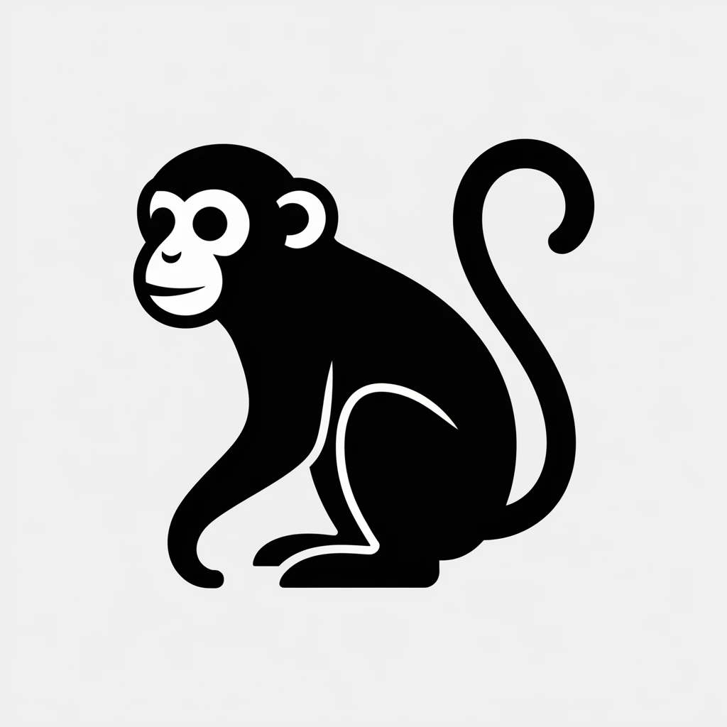 Monkey icon black silhouette emoji