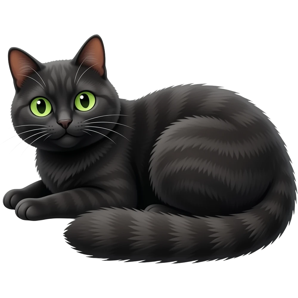 Un gros chat noir aux yeux verts qui roule emoji