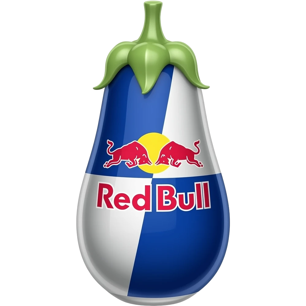 Rede Bull emoji with the shape of an eggplant emoji