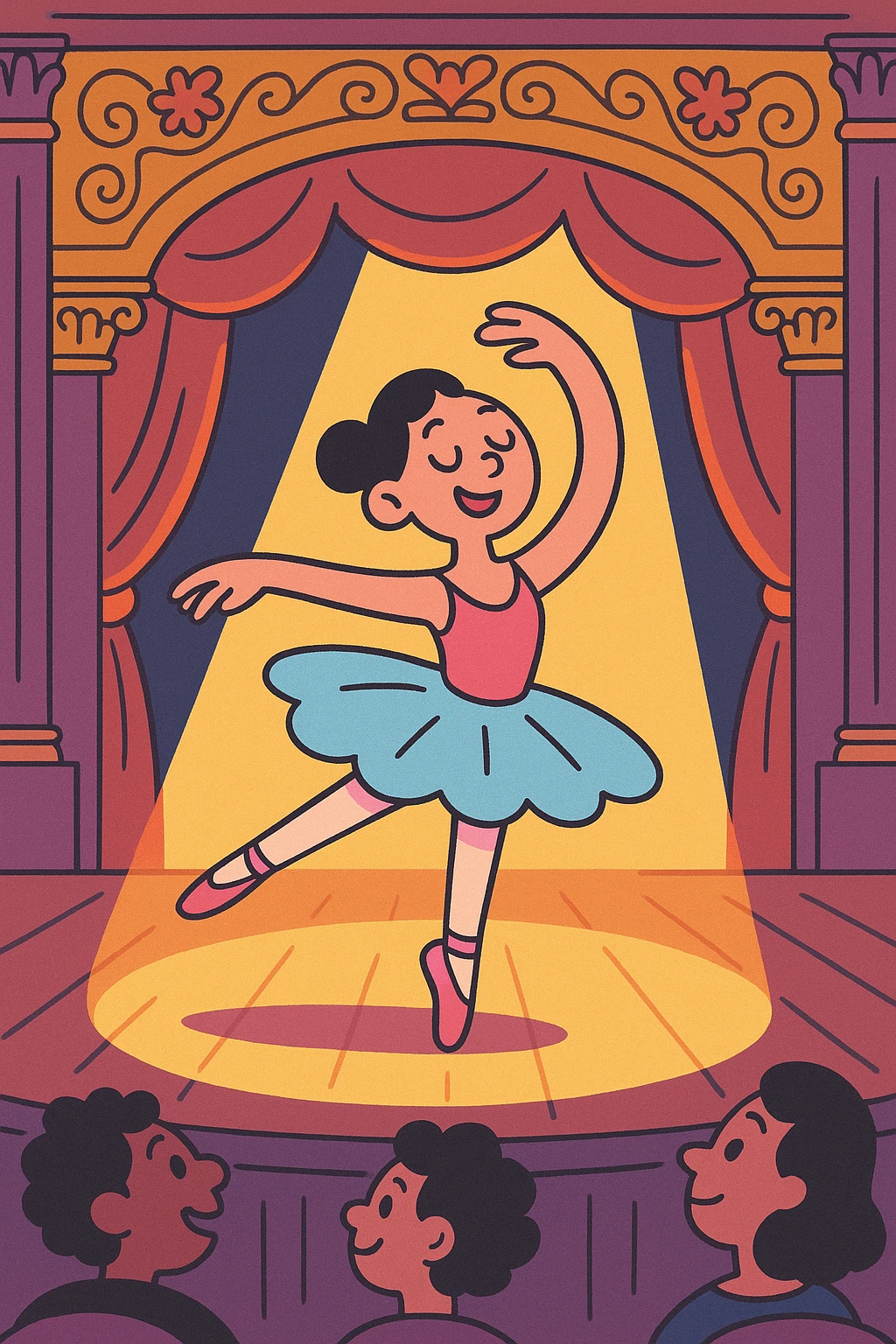 ballet stage scene, spotlight on dancer, ornate theater details, soft lighting emoji