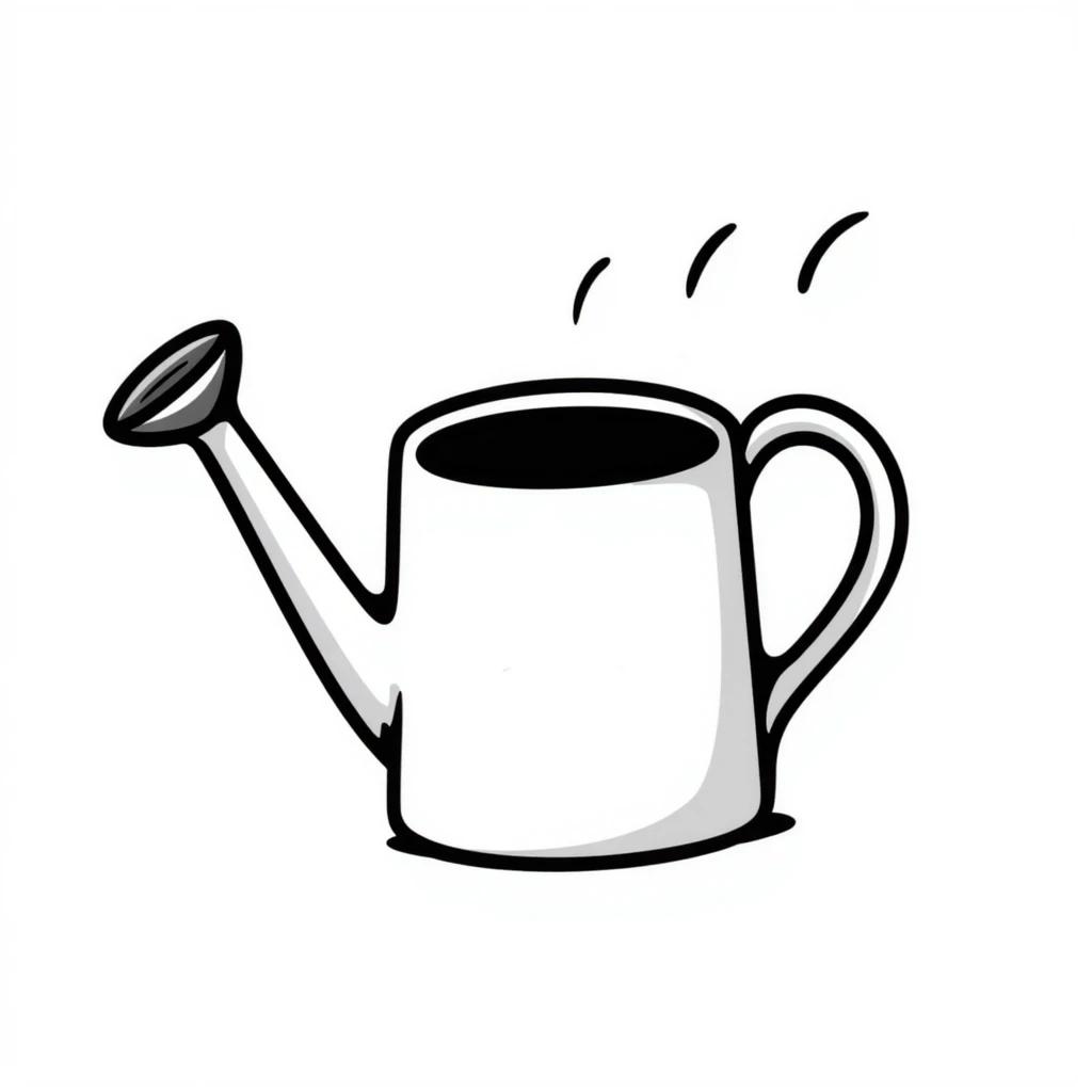 a hand drawn doodle of a watering can emoji