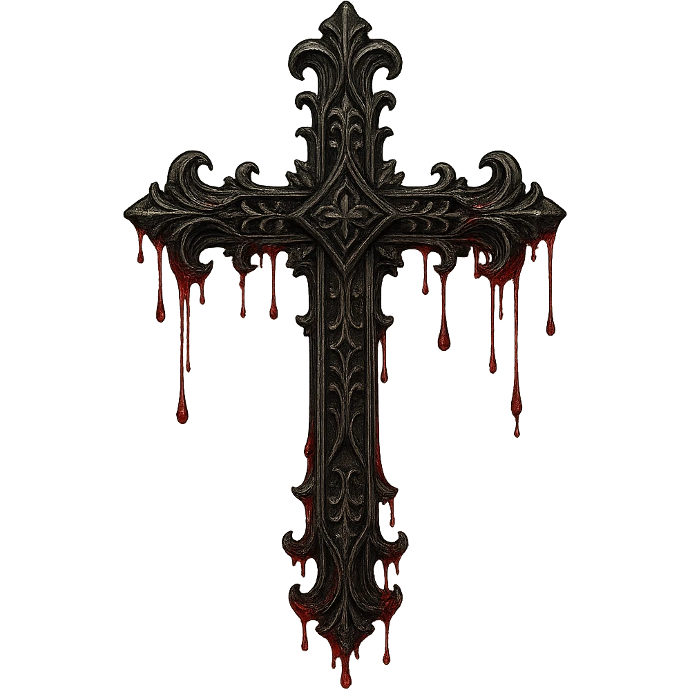 gothic style cross with a bleeding effect emoji