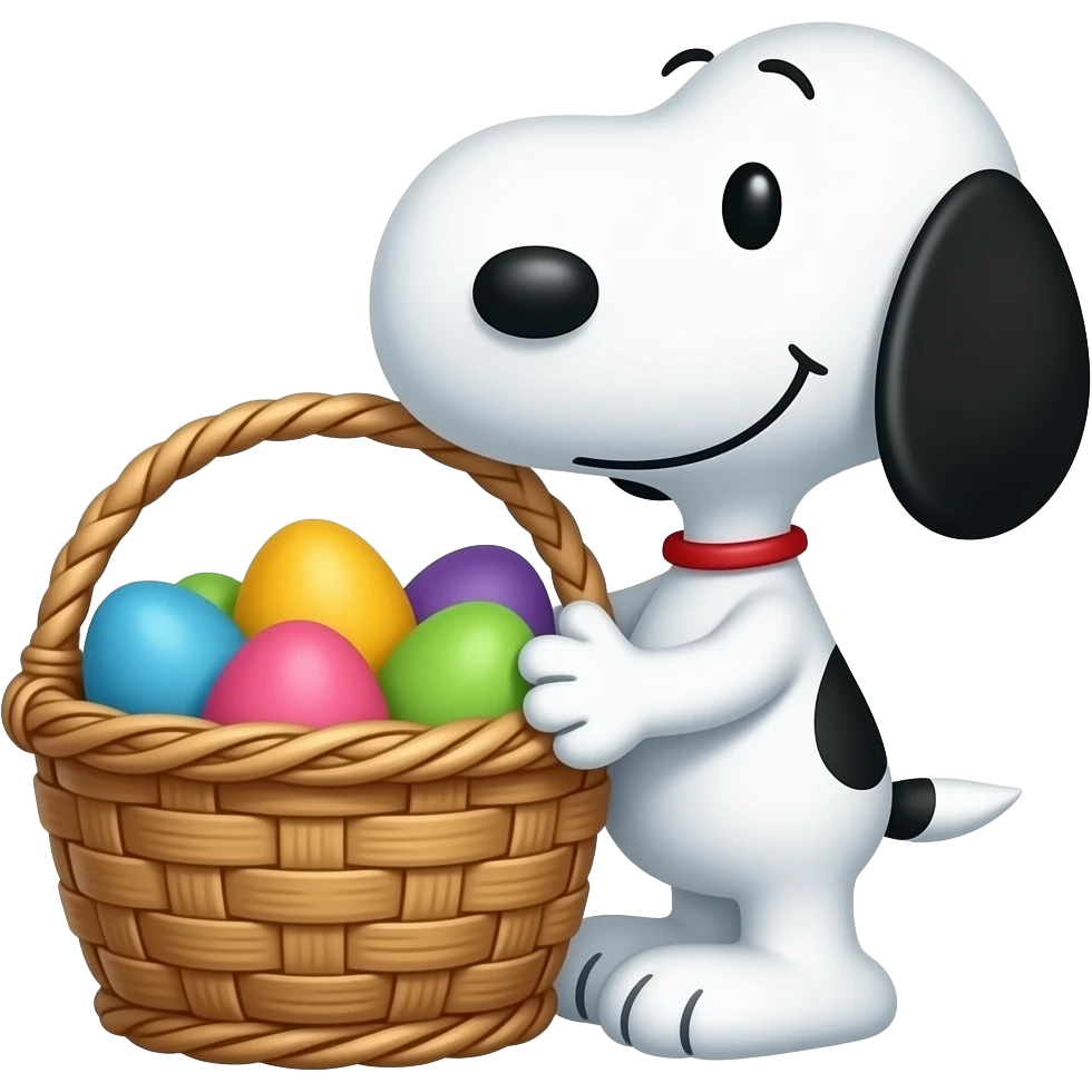 Tiny Snoopy with big cùte easter emoji