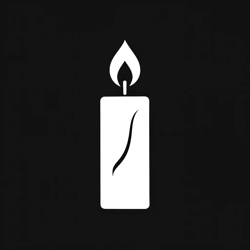 white Vector minimalistic and elegant icon of candle shape, black solid background emoji