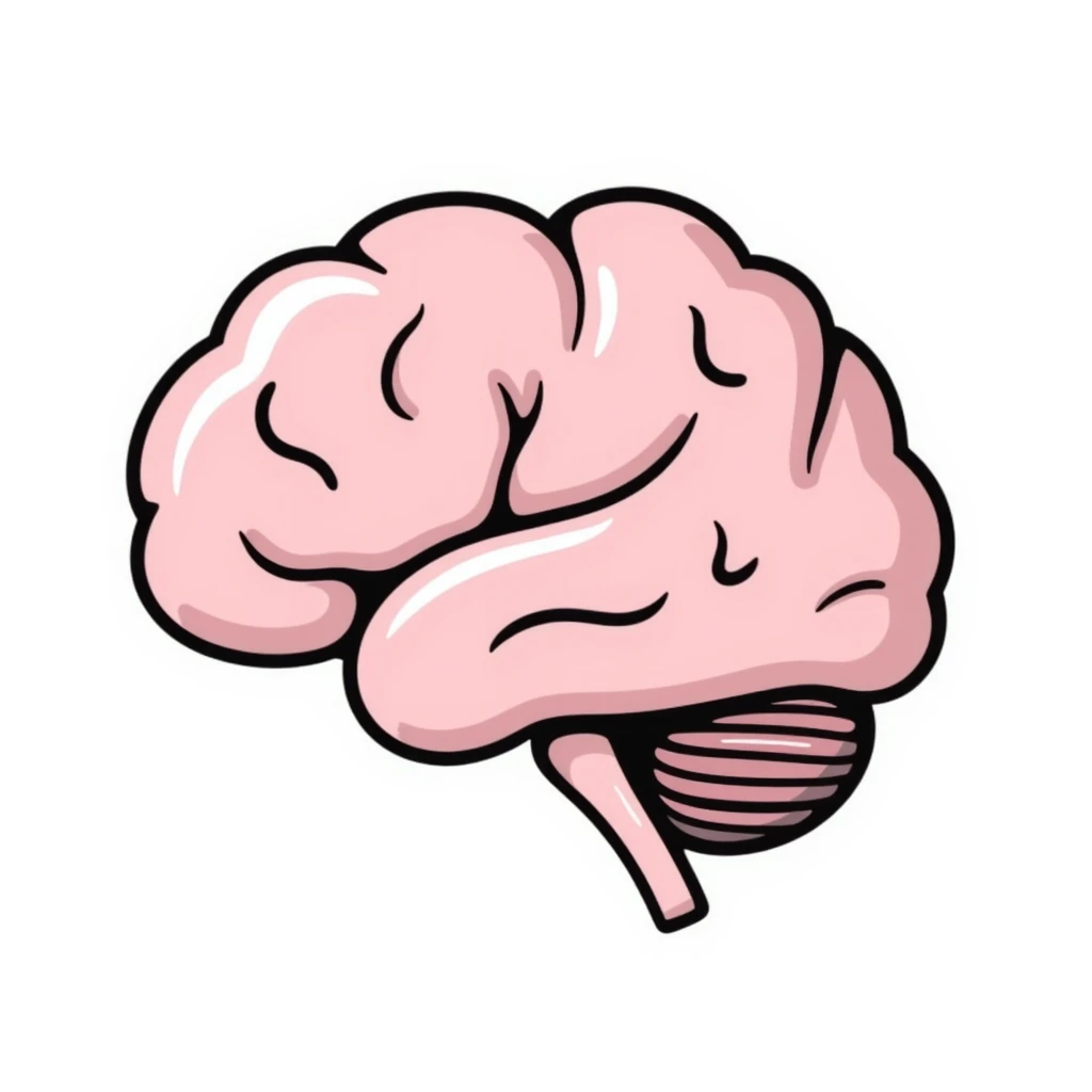 a pink brain, hand drawn doodle style emoji