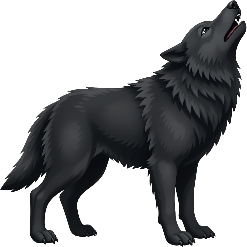 Lobo negro aullando emoji