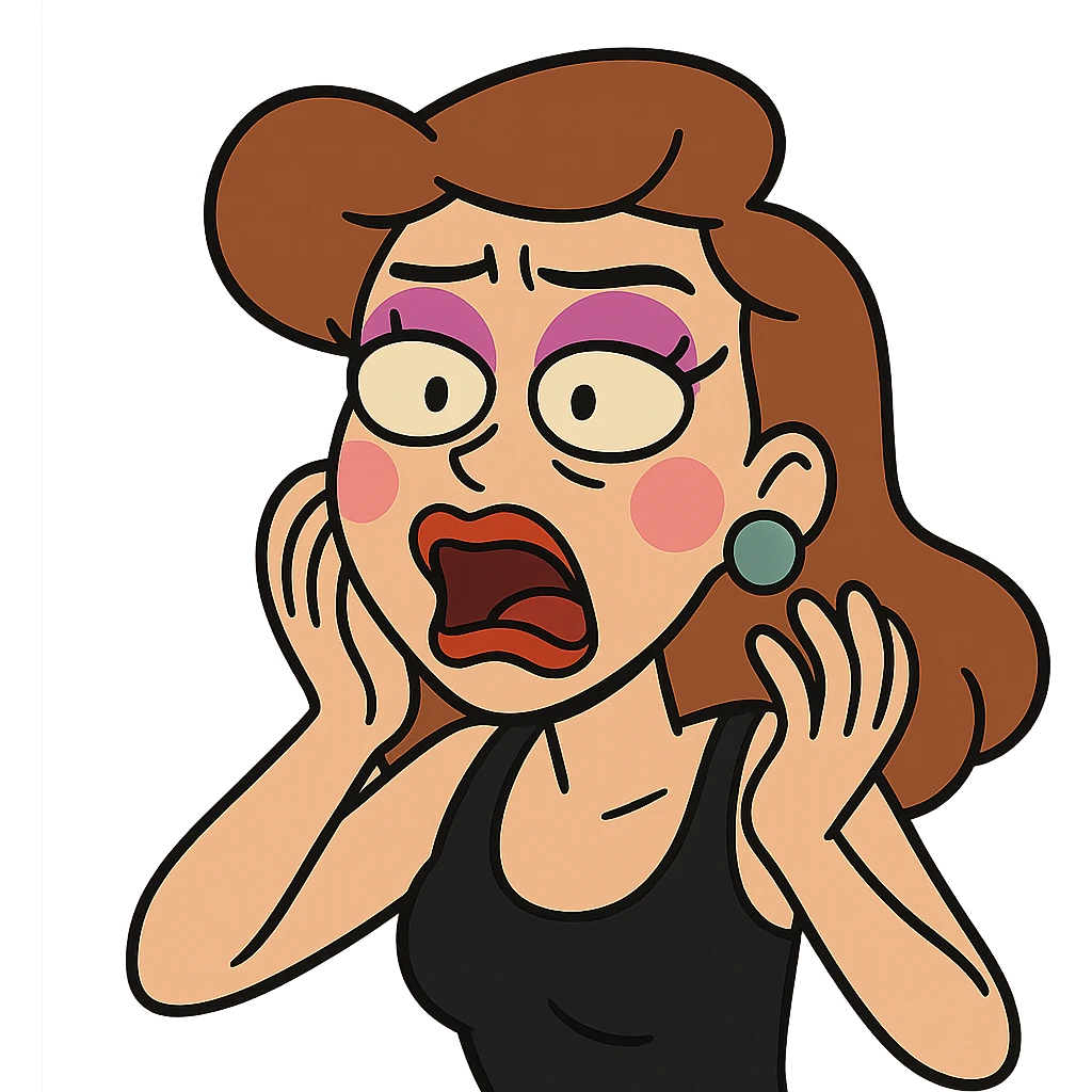 cartoon style makeup with vibrant colors on transparent background emoji