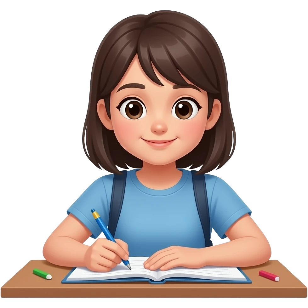 girl doing homework in the evening emoji