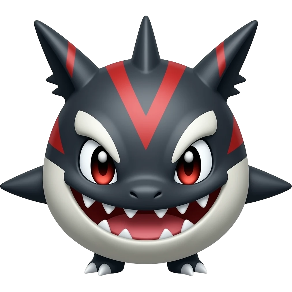 Black Cool Edgy Anthro Sharpedo-Sergal-Garchomp-Fakémon with White and Red Edgy markings emoji