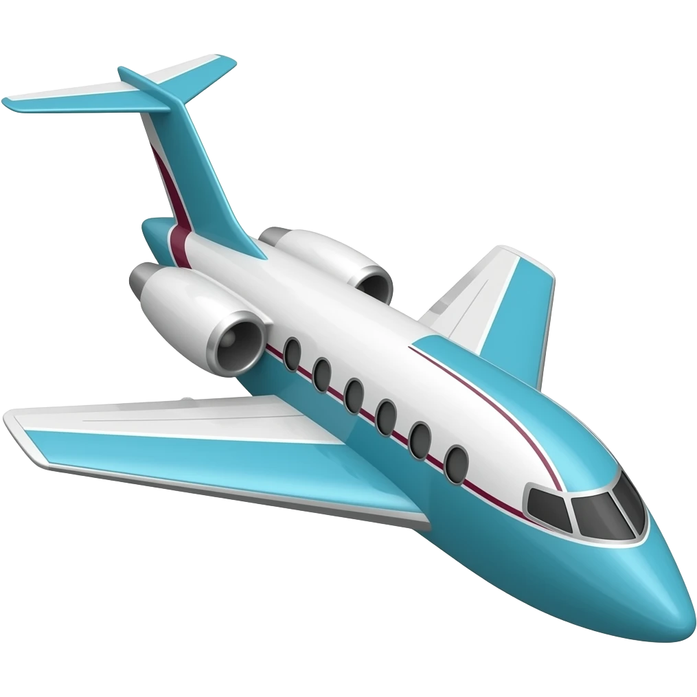 Realistic plane model year: 2020 color: white and cyan and maroon emoji