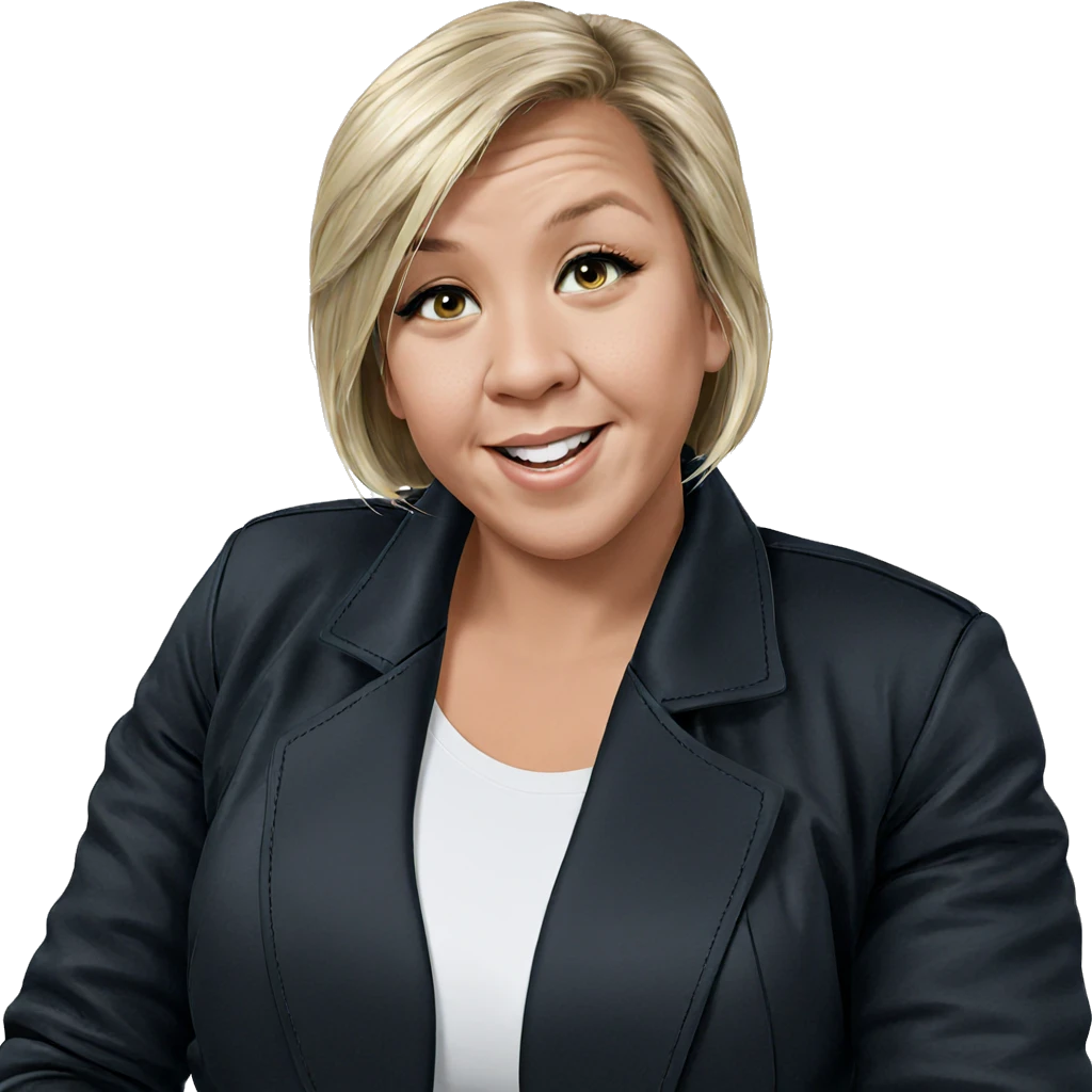 blonde girl in black jacket emoji