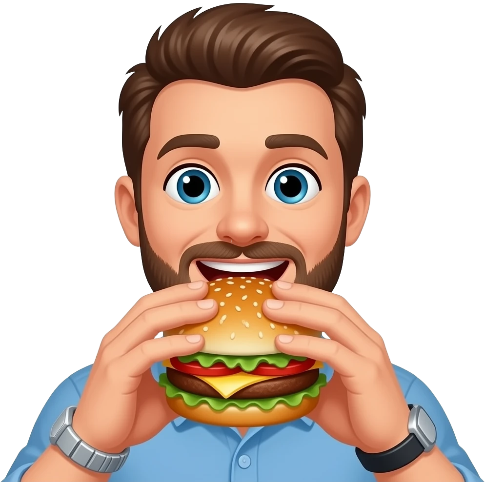 A man who like to eat a burger emoji