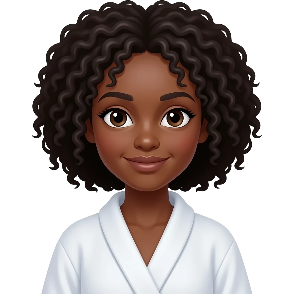 dark skin girl in bath robe emoji