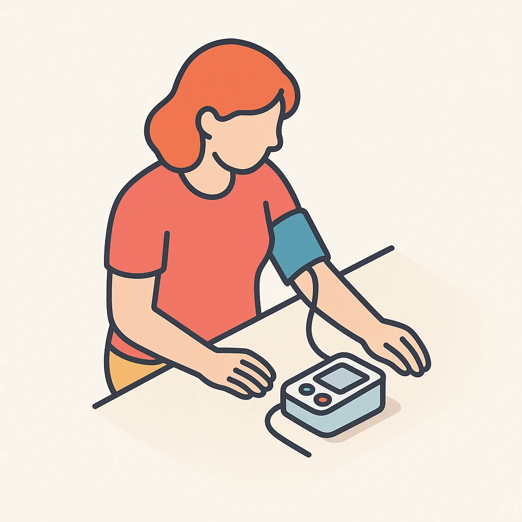 woman checking her blood pressure emoji