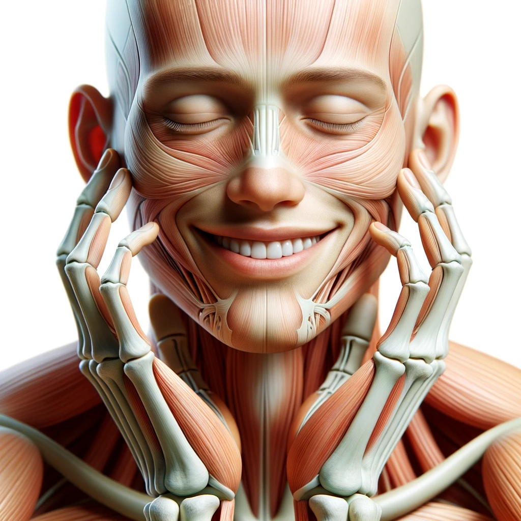 corpo umano anatomico sereno e felice con una buona opportunità per le mani, iperrealistica 4k, isolato su sfondo bianco emoji