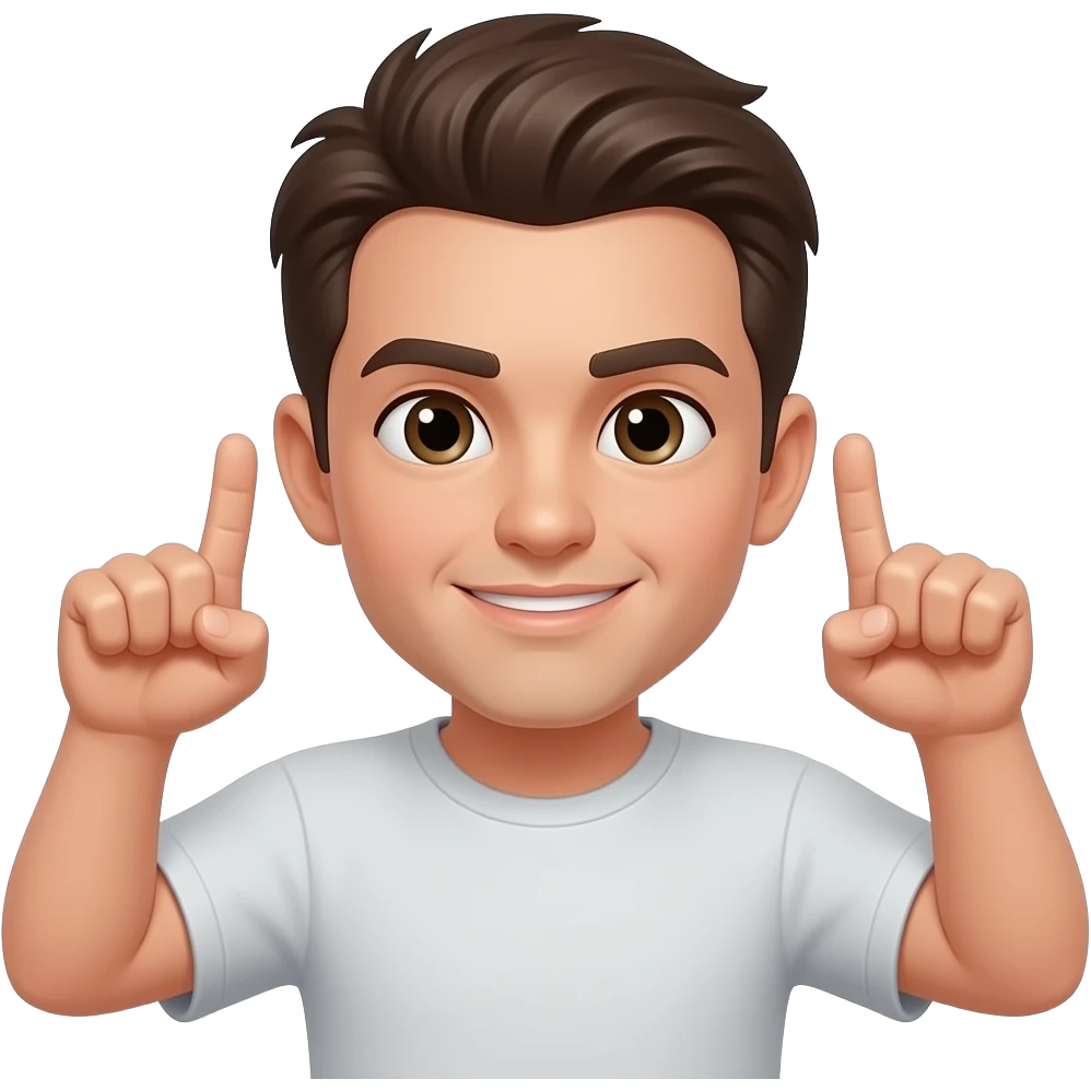 Adicione ele fazendo um "JL" com os dedos próximos a face, com os punhos cerrados, apenas com os dedos indicadores para cima, e os polegares para os lados, com os polegares entendidos, e as mãos viradas com a parte dos dedos fechados para dentro emoji