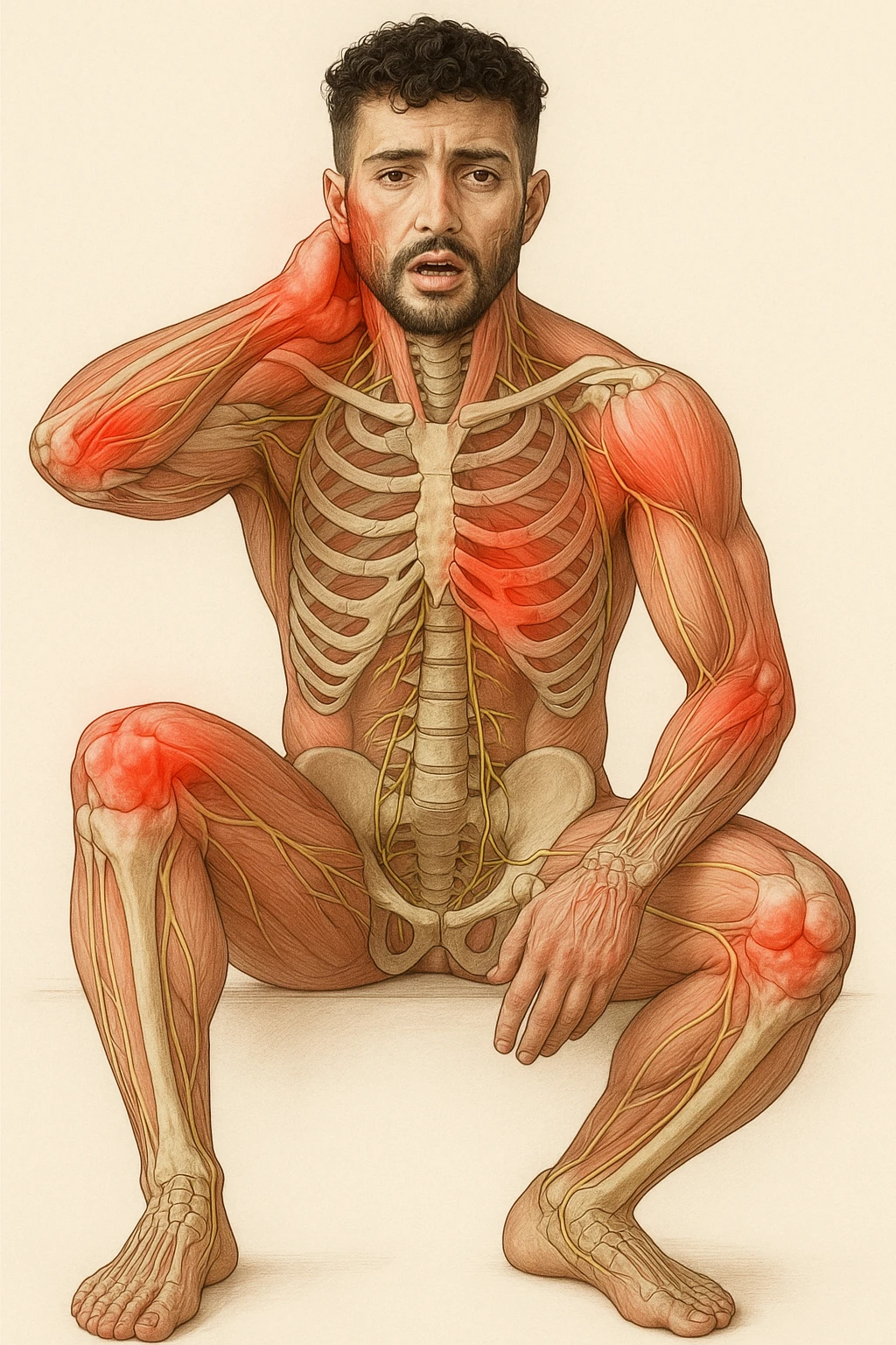 Uomo con dolore per infortunio vista anatomica emoji